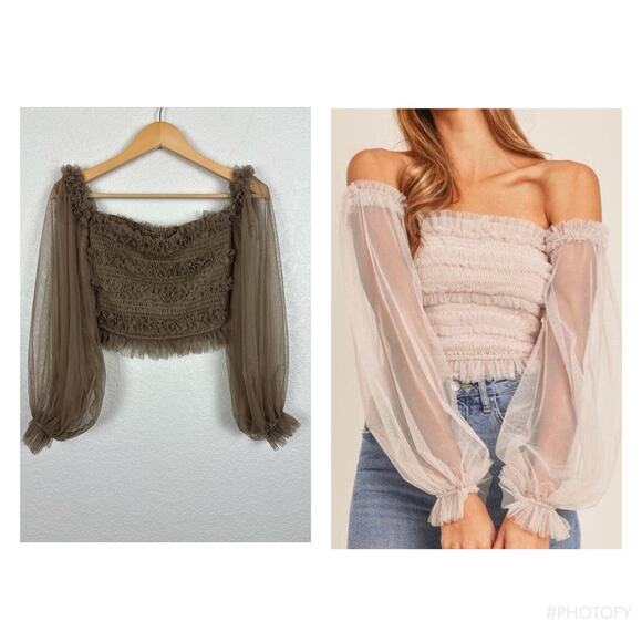 Mable Tops - Mable Tulle Off The Shoulder Womens Top Sz Small Ethereal Whimsy Balletcore Boho